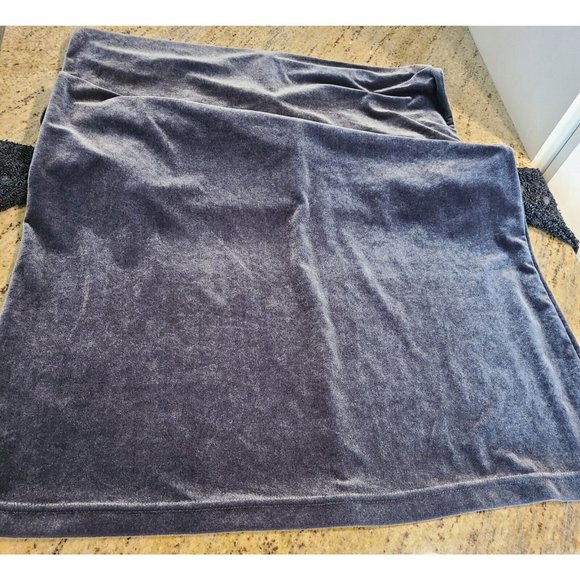 Vtg 80's 90's Carole Little Size 8 Petite Gray Velour Dress Embellished Sleeve - Picture 8 of 12